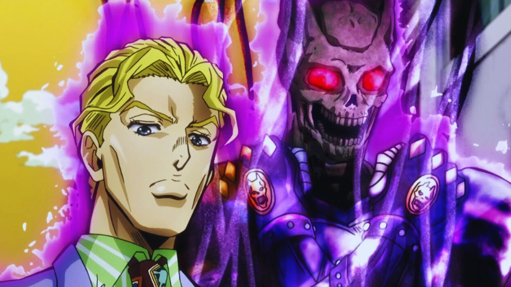 Kira Yoshikage avec son stand Killer Queen dans Jojo's Bizarre Adventure