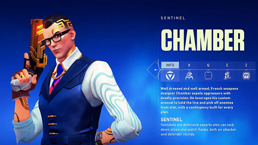 Le Kit de Chamber dans Valorant, un agent avec un arsenal diversifié